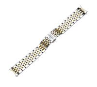 ROUHO Stainless Steel Watch Strap Metal Bracelet Band 19mm Replacement Curved End Polished Brushed Finish Solid Links Butterfly Clasp for Tissot Le Locle T41 - Silver+Gold 19mm