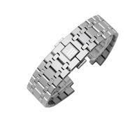 ROUHO Stainless Steel Watch Strap Metal Bracelet Band 26mm Integrated Notched Interface Brushed Polished Solid Links for AP Royal Oak 15400 - Silver+Rose Gold 26mm