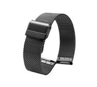 ROUHO Stainless Steel Watch Strap Metal Mesh Bracelet Silver Replacement Link Band Straight End for Daniel Wellington - Black 16mm