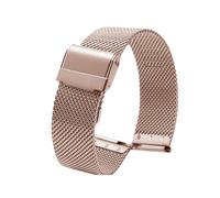ROUHO Stainless Steel Watch Strap Metal Mesh Bracelet Silver Replacement Link Band Straight End for Daniel Wellington - Rose Gold 14mm