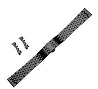 ROUHO Stainless Steel Watch Strap Metal Replacement Bracelet Link Band Curved Straight End for Tissot Le Locle T41 - Black 19mm