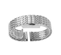 ROUHO Stainless Steel Watch Strap Metal Replacement Bracelet Multi-Link Band Butterfly Clasp for La Grande Classique de Longines - Silvery 18mm