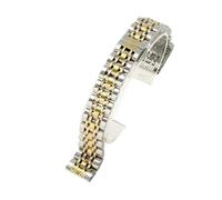 ROUHO Stainless Steel Watch Strap Metal Replacement Bracelet Polished Silver Gold Link Band for Armani Starry Sky - Silver + Gold 22mm