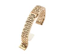 ROUHO Stainless Steel Watch Strap Metal Replacement Bracelet Polished Silver Gold Link Band for Armani Starry Sky - Rose Gold 20mm