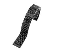 ROUHO Stainless Steel Watch Strap Metal Replacement Bracelet Polished Silver Gold Link Band for Armani Starry Sky - Black 16mm