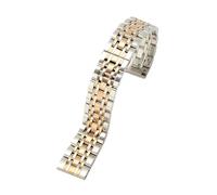 ROUHO Stainless Steel Watch Strap Metal Replacement Bracelet Polished Silver Gold Link Band for Armani Starry Sky - Silver + Rose Gold 22mm