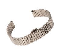 ROUHO Stainless Steel Watch Strap Metal Replacement Bracelet Slim Link Band Polished Silver Gold for La Grande Classique de Longines - Silvery 12mm