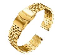 ROUHO Stainless Steel Watch Strap Metal Replacement Bracelet Solid Link Wristband Jubilee Band for Rolex Datejust - Golden 18mm