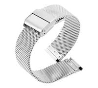 ROUHO Stainless Steel Woven Watch Strap Double Press Watch Clasp Metal Mesh Bracelet for Daniel Wellington DW-Silver 20mm