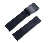 ROUHO Sweat-Proof Silicone Rubber Watch Strap Staniless Steel Frosted Folding Clasp for Breitling Avenger Colt Superocean Challenger-Black + Black Buckle 22mm