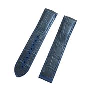 ROUHO Sweat-Resistant Genuine Leather Watch Strap Quick Release Silicone Watch Band for Omega Seamaster Diver 300M Planet Ocean 600M-Blue 20mm