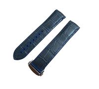 ROUHO Sweat-Resistant Genuine Leather Watch Strap Quick Release Silicone Watch Band for Omega Seamaster Diver 300M Planet Ocean 600M-Blue + Silver Buckle 20mm