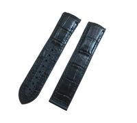 ROUHO Sweat-Resistant Genuine Leather Watch Strap Quick Release Silicone Watch Band for Omega Seamaster Diver 300M Planet Ocean 600M-Black 20mm