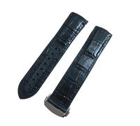 ROUHO Sweat-Resistant Genuine Leather Watch Strap Quick Release Silicone Watch Band for Omega Seamaster Diver 300M Planet Ocean 600M-Black + Silver Buckle 22mm