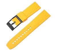 ROUHO Sweatproof Silicone Wristband Replacement Watchband Durable Rubber Watch Strap for Breitling Superocean Avenger-Yellow + Black Buckle 24mm