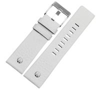 ROUHO Textured Finish Watch Strap Pin Buckle Leather Watch Strap for Diesel DZ4323 7312 7314 7348 1657 4318-White 28mm