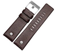 ROUHO Textured Finish Watch Strap Pin Buckle Leather Watch Strap for Diesel DZ4323 7312 7314 7348 1657 4318-Brown 30mm