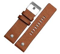 ROUHO Textured Finish Watch Strap Pin Buckle Leather Watch Strap for Diesel DZ4323 7312 7314 7348 1657 4318-Brown 1 26mm