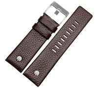 ROUHO Textured Finish Watch Strap Pin Buckle Leather Watch Strap for Diesel DZ4323 7312 7314 7348 1657 4318-Brown 28mm