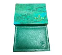 ROUHO Travel Watch Box Green PU Leather Sponge Padding Rectangle Portable Holder for Rolex Service Box