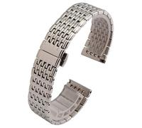 ROUHO Ultra-Thin Metal Watch Bracelet Push Button Watch Buckle Replacement Link Strap Compatible with Longines La Grande Classique-Silver 20mm