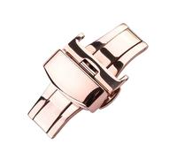 ROUHO Universal 316L Stainless Steel Clasp Leather Strap Replacement Butterfly Buckle Watch Accessories - Rose Gold 20mm