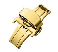 ROUHO Universal 316L Stainless Steel Clasp Leather Strap Replacement Butterfly Buckle Watch Accessories - Gold 16mm