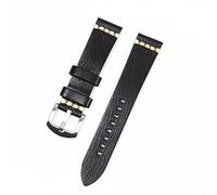 ROUHO Universal Flat Interface Vintage Genuine Leather Watch Strap Pin Buckle Watch Accessories-Black 18mm