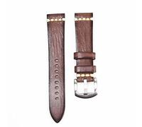 ROUHO Universal Flat Interface Vintage Genuine Leather Watch Strap Pin Buckle Watch Accessories-Coffee 18mm