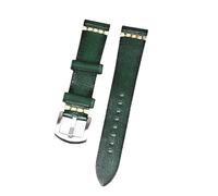 ROUHO Universal Flat Interface Vintage Genuine Leather Watch Strap Pin Buckle Watch Accessories-Green 18mm