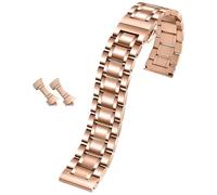 ROUHO Universal Stainless Steel Watch Bracelet Push Button Buckle Replacement Adjustable Link Watch Strap-Rose Gold 15mm
