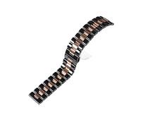 ROUHO Universally Fitted Ceramic Watch Strap Flat Interface Watch Strap Replacement Watch Accessories-Black + Rose Gold 22mm