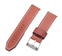 ROUHO Vintage Genuine Leather Watch Strap Replacement Watch Accessories Leather Watchband for Fossil-Brown + White 24mm