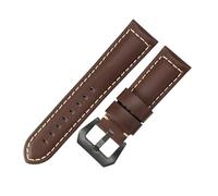 ROUHO Vintage Replacement Watch Band, Stainless Steel Pin Buckle Watch Strap for Panerai PAM111 441-Brown + Black Buckle 24mm