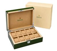 ROUHO Watch Box Organiser Watch Display Case Wooden Storage Holder with 10 Compartments Green Finish and Velvet Cushions for Rolex GMT-Master II