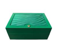 ROUHO Watch Case Green Solid Wood Wave Texture 700g Weight Beige Velvet Jewelry Holder for Rolex Day-Date 40