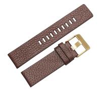 ROUHO Watch Replacement Strap Adjustable Genuine Leather Watch Band for Diesel DZ4323 7312 7314 1657 4318-Brown 27mm