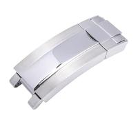 ROUHO Watch Strap Clasp - 16 x 9mm Stainless Steel Glide Lock Buckle Replacement Watchband for Rolex Daytona Sub Oyster Yacht-Master-Polished Silver