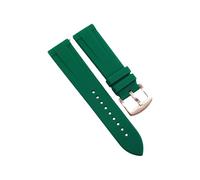 ROUHO Waterproof 20mm Silicone Rubber Watch Strap, Breathable Sport Replacement Band with Quick Release Spring Bar for Citizen BN0151-09L BN0150-28E-Green + Rose Gold Buckle