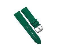 ROUHO Waterproof 20mm Silicone Rubber Watch Strap, Breathable Sport Replacement Band with Quick Release Spring Bar for Citizen BN0151-09L BN0150-28E-Green + Silver Buckle
