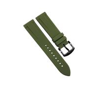 ROUHO Waterproof 20mm Silicone Rubber Watch Strap, Breathable Sport Replacement Band with Quick Release Spring Bar for Citizen BN0151-09L BN0150-28E-Deep Green + Black Buckle