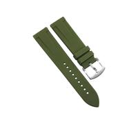 ROUHO Waterproof 20mm Silicone Rubber Watch Strap, Breathable Sport Replacement Band with Quick Release Spring Bar for Citizen BN0151-09L BN0150-28E-Deep Green + Silver Buckle