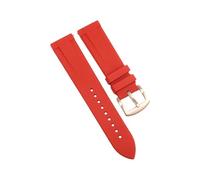 ROUHO Waterproof 20mm Silicone Rubber Watch Strap, Breathable Sport Replacement Band with Quick Release Spring Bar for Citizen BN0151-09L BN0150-28E-Red + Rose Gold Buckle