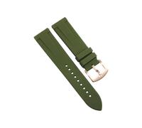 ROUHO Waterproof 20mm Silicone Rubber Watch Strap, Breathable Sport Replacement Band with Quick Release Spring Bar for Citizen BN0151-09L BN0150-28E-Deep Green + Rose Gold Buckle