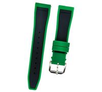 ROUHO Waterproof Rubber Watch Strap Sophisticated Soft Silicone Replacement Wristwatch Band for IWC Mark XVIII Le Petit Prince-Green + Silver Buckle 21mm