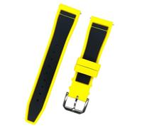 ROUHO Waterproof Rubber Watch Strap Sophisticated Soft Silicone Replacement Wristwatch Band for IWC Mark XVIII Le Petit Prince-Yellow + Silver Buckle 21mm