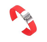 ROUHO Waterproof Silicone Rubber Watch Strap Deployment Buckle Watch Accessories Watch Strap-Red 22mm