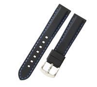 ROUHO Waterproof Silicone Watch Band Wrist Rubber Mens Sport Diver Watch Strap-Blue 24mm
