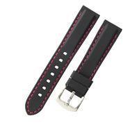 ROUHO Waterproof Silicone Watch Band Wrist Rubber Mens Sport Diver Watch Strap-Red 24mm