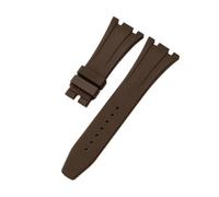 ROUHO Waterproof Silicone Watch Strap Adjustable Pin Buckle Replacement Watch Accessories for Audemars Piguet Royal Oak Casio G-Shock GA-2100-Brown 26mm